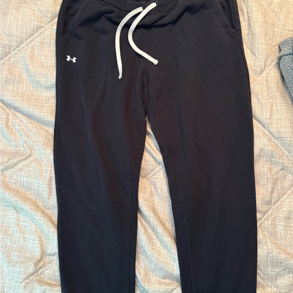 Under Armour Kids Black Sweatpants with White Drawstring